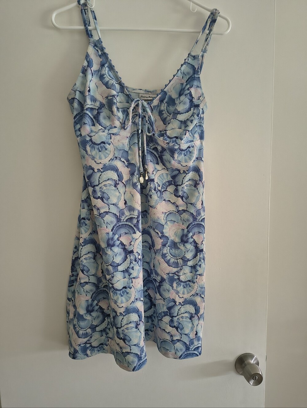 Tommy Bahama Light Blue and Pink Flora Swim Dress with Tie Detail